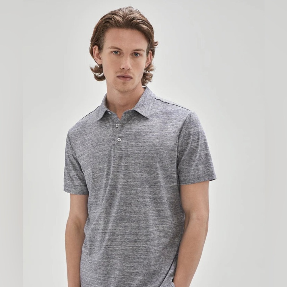 Robert Barakett Blue Polo Shirt with Textured Fabric